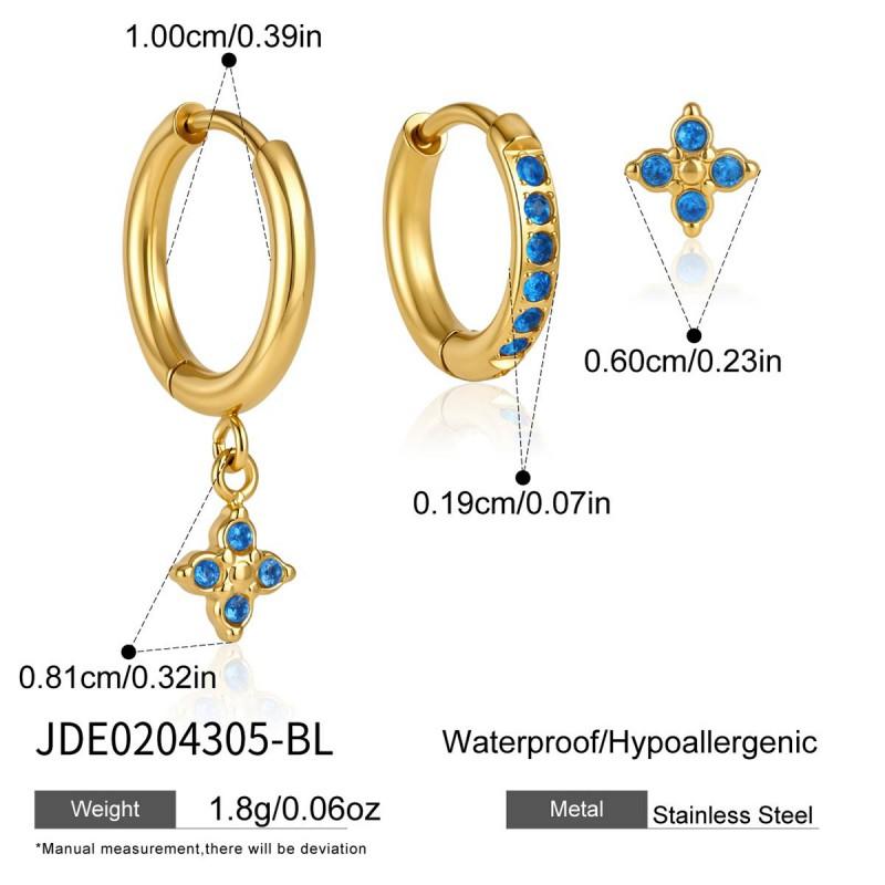Sweet Geometric Clover Earrings Set Women Stainless Steel Hypoallergenic 18K Gold Plated Ear Studs