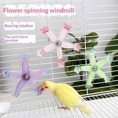 Interactive Rotating Windmill Parrot Relieve Boredom Toy Bird Mental Stimulation Entertainment Gnawing Cage Accessories Toy