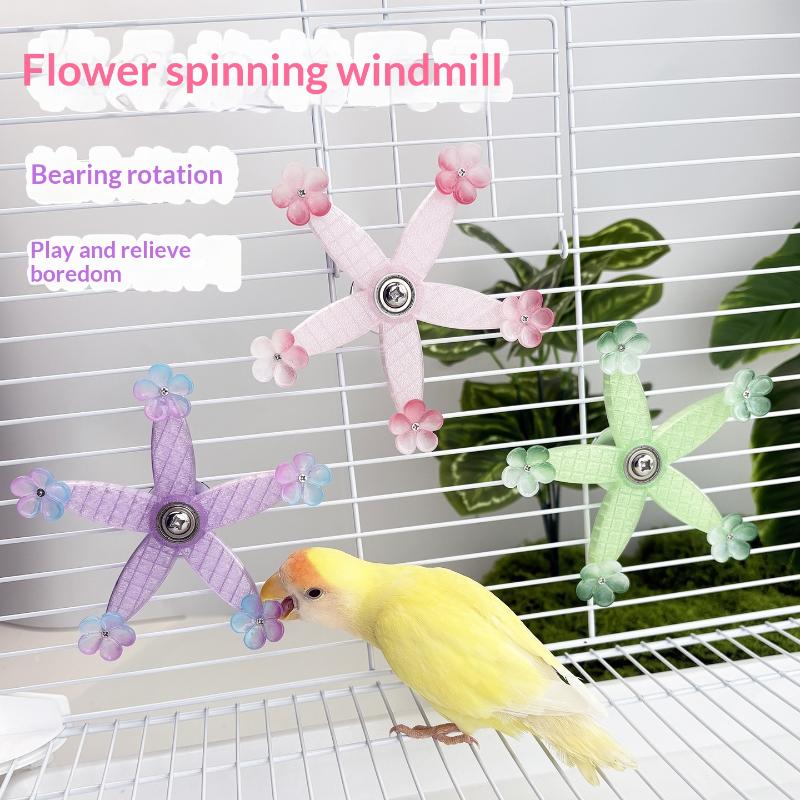 Interactive Rotating Windmill Parrot Relieve Boredom Toy Bird Mental Stimulation Entertainment Gnawing Cage Accessories Toy