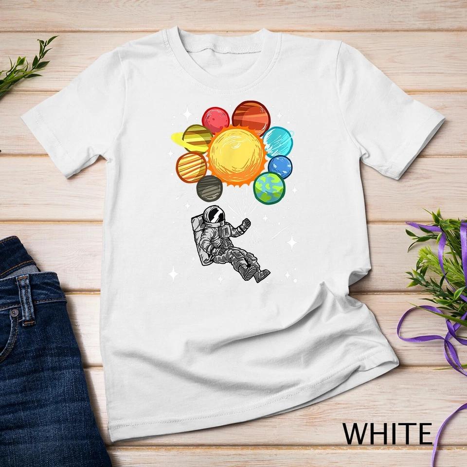 Astronaut Space Spaceman Moon Mars Balloons Planets T-Shirt Unisex T-shirt 11 S