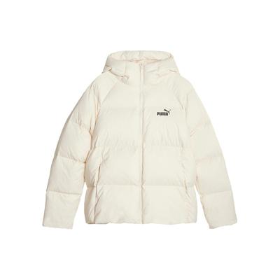 Jachetă de puf cu glugă cu mâneci raglan ocazional de culoare uni Jachete pentru femei, alb ca zăpadă 678342-87