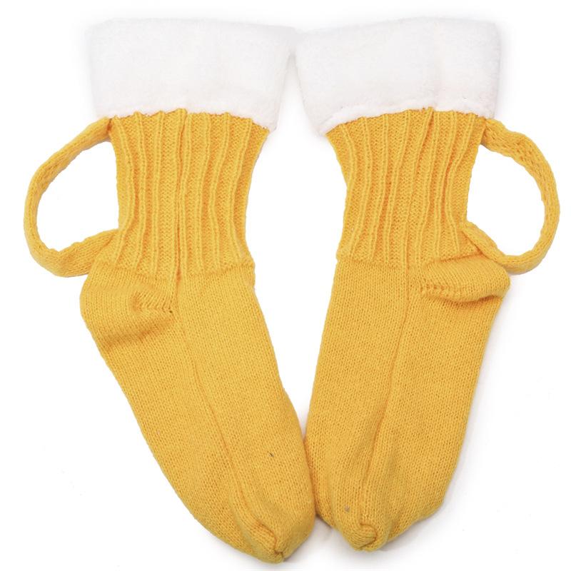 

Кружка Формы Пиво Вязаные Плюшевые Гольфы до середины икры Зима Сохраняют тепло Ноги Украшение