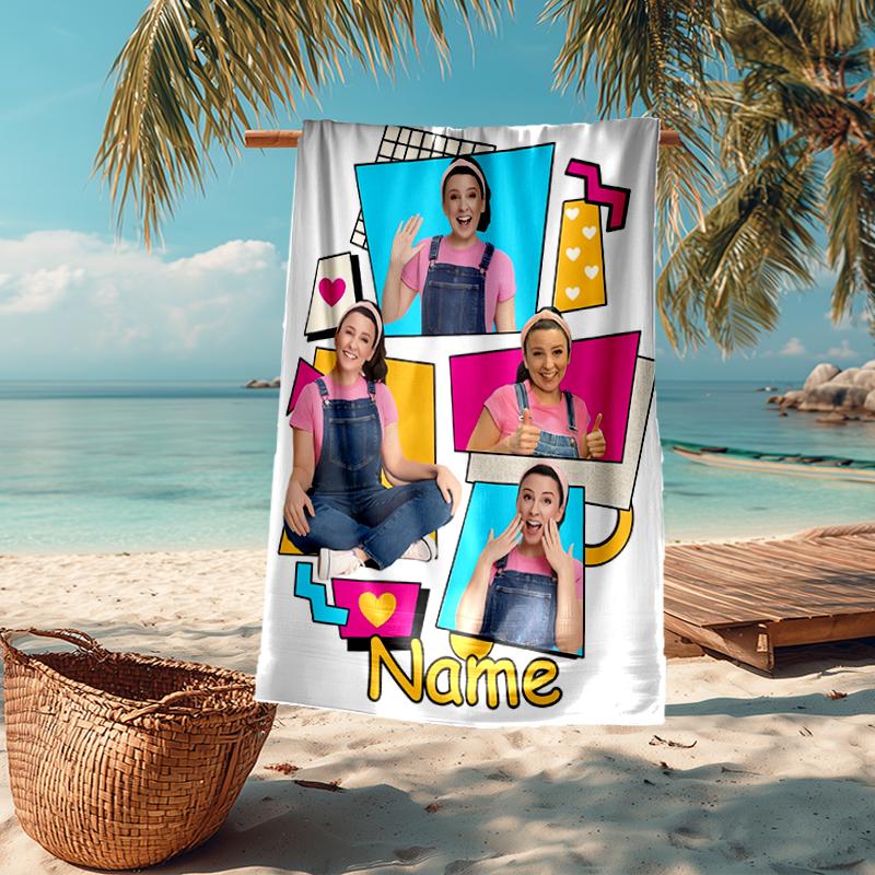 Custom Name Ultra-Soft Beach Towel with Ms. Rachel Theme,Ideal for Pool - Camping, Diving - Perfect Travel Essential, Vibrant Beach Towel.