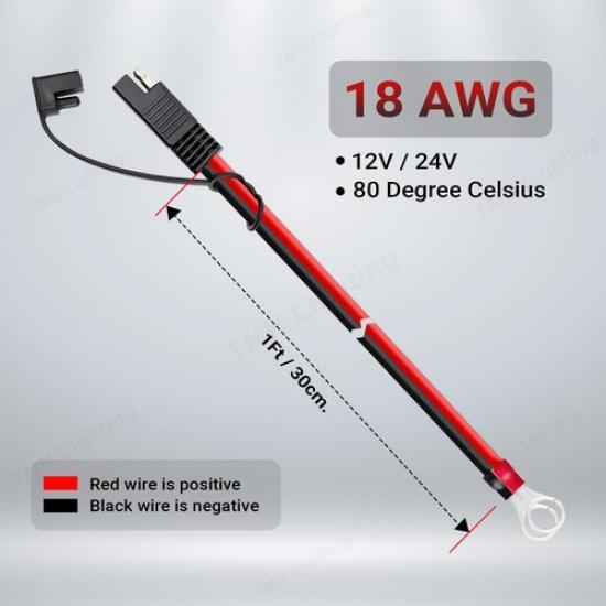 Cable Connector 18 AWG - 1 FT for Battery Chargers 2 packs (1ft) 1 Foot