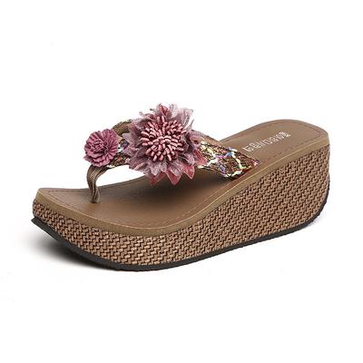 Mode Strandtofflor Sandaler Kvinnor Flipflops Kvinna Kilklackar Platå Damer Sandalias Mode Blomma Loafers Vardagsskor