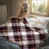 Purple Diagonal Plaid Flannel Blanket Warm Soft Halloween Christmas Decorative Couch Warm Cozy All-Season Gift