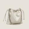 High End Light Luxury Diamond Chain Tote Bucket Bag for Women's Soft Leather New Large Capacity Shoulder Bag Fashionable Wandering Bag