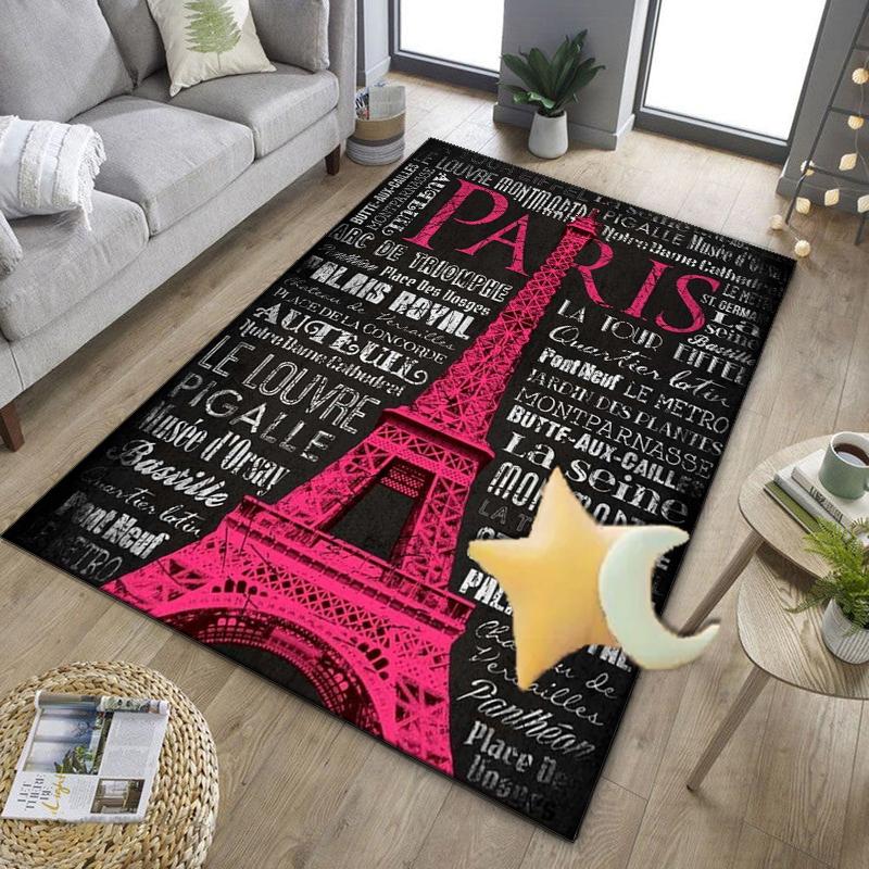 Parisian Eiffel Tower Romance Office Rug Chair Mat, Entryway Carpet, Suitable for Front Door, Bedroom, Living Room, Desk, Holiday Gift