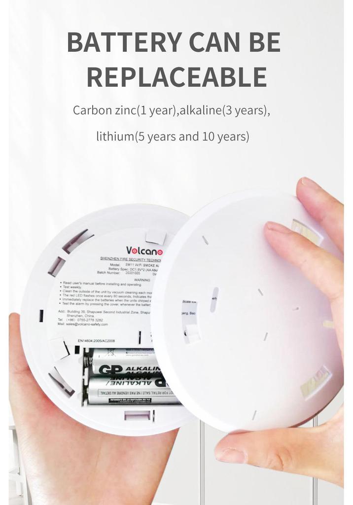 Smart WiFi Smoke and Fire Alarm Detector with Sound and Light Alerts