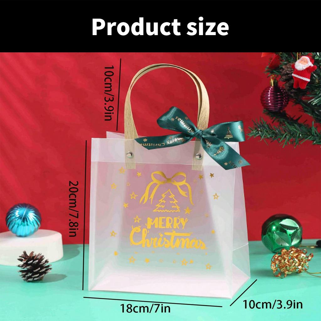 Set Of 8 Clear Christmas Gift Sacks Transparent Candy Bags Storage Pouches for Party Favors and Seasonal Packaging