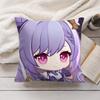 Keqing Cute Genshin Impact Cushion Cover Silky Short Plush Invisible Zipper Dustproof Sofa Pillow Case For Home Decor