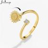 Mote Fidget Spinner Ring Angst for Kvinner Flere Krystall Solsikke Fingerringer Roter Anti Stress Zirkon Bryllupsgave