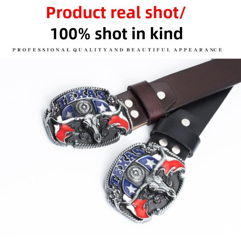 Pure Cowhide Domineering Cow Head Men's Belt Whole Ancient Tin Jeans Belt Belt