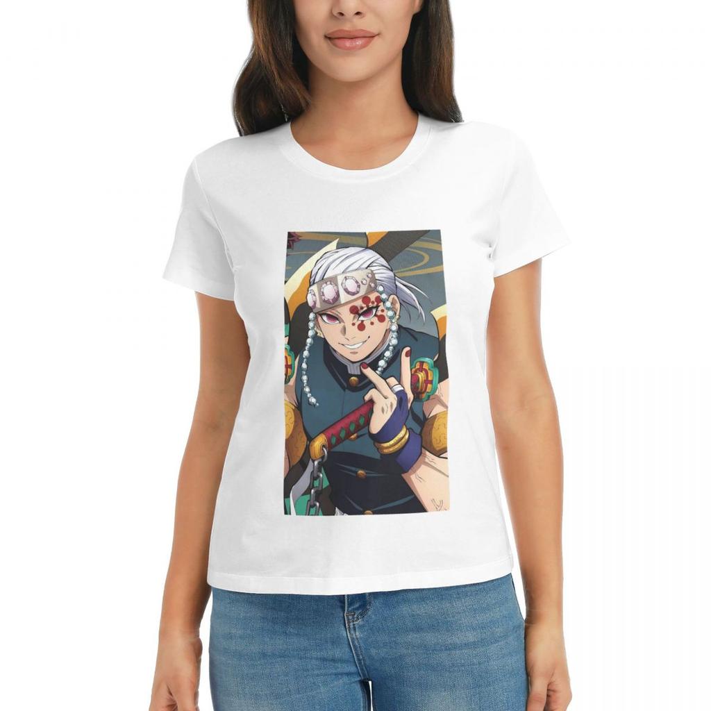 Women TShirt Tengen Uzui Anime  Summer Short Sleeve Tees Crew Neck Cotton T Shirts Clothes Tops Streetwear