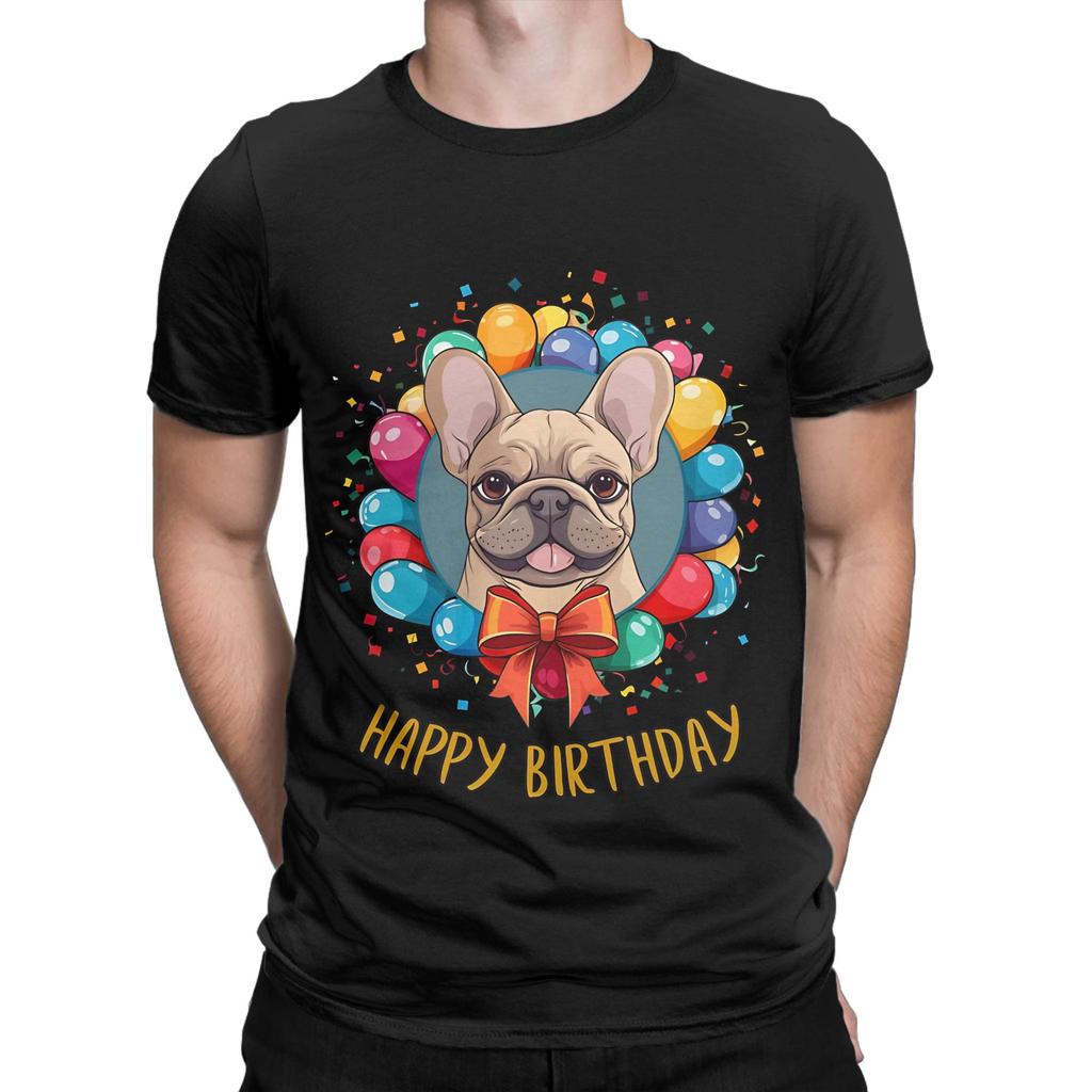 Birthday French Bulldog fawn Happy Birthday Novelty 100 Cotton TShirt French Bulldog Tops Tees For Unisex