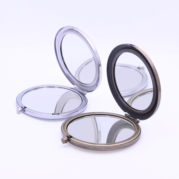 Round Metal Base Double-Sided Folding Makeup Mirror - Portable HD Handheld Dorm Mirror