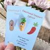 5Pcs Cute Pickle Design Pocket Hug Cards Emotional Support Pickle Tomato Eggplant Peanut Carrot Positive Cards Set for Graduation