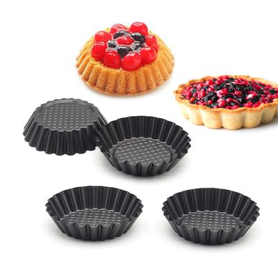 12 Pcs Egg Tart Molds, Mini Tart Pans Removable Bottom,  Carbon Steel  Cupcake Cake Baking Tool, Reusable Quiche Bakeware