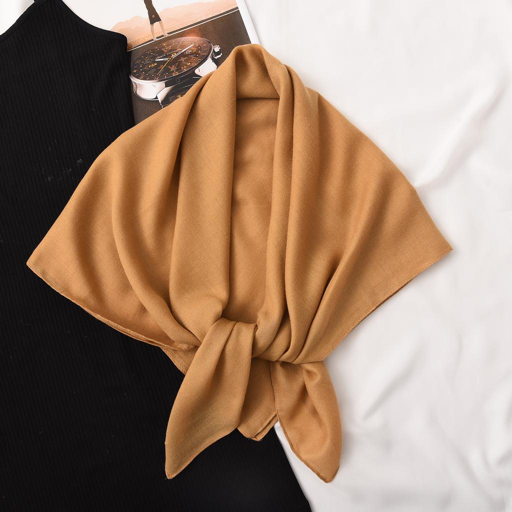 Head Scarf Solid Color Versatile Silk Scarf Women's Summer Air-conditioned Room with Cotton and Linen Shawl Simple Temperament Scarf