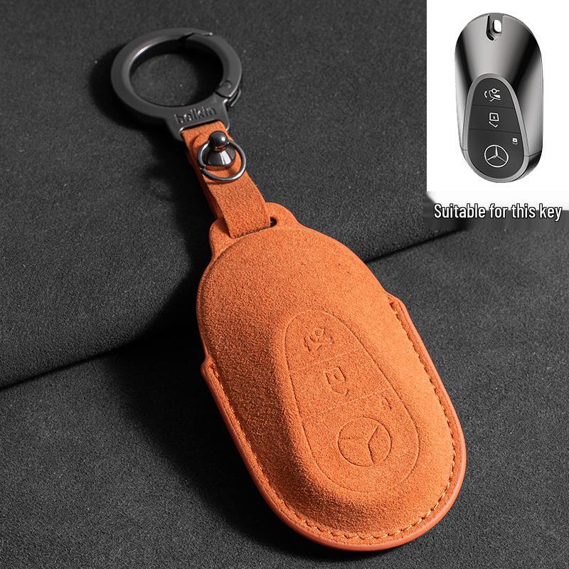Mercedes Key Case with Alcantara, Compatible with E-Class, S-Class, C-Class, B-Class, GLC, GLB—Full Coverage Protection
