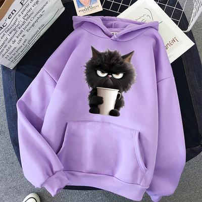 Hoodie Cat Print Women Hoody Hip Hop Soft Sweatshirt Casual Fleece Sweatshirts Oversize Women Streetwear Hoodies