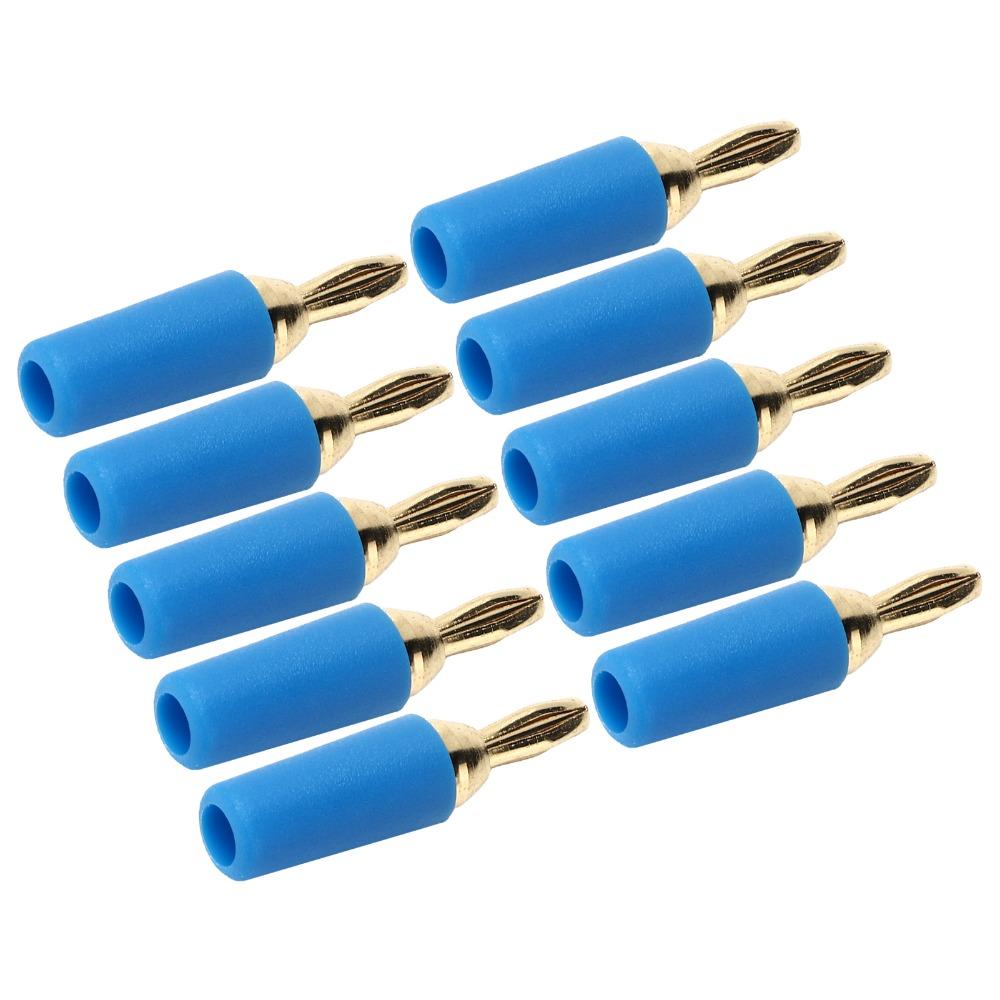10 PCS 2.5mm Banana Plug Assortment 30VAC/60VDC 10A Copper Gold Plated Speaker Plug Connector Four Blade Solder Type
