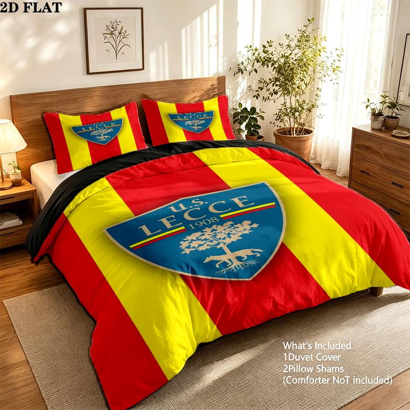 Unione Sportiva Lecce Pattern Bedding uilt Set uilt Cover Pillowcase Home Decoration Birthday Gift (1 * duvet cover + 2 * pillowcase without core)