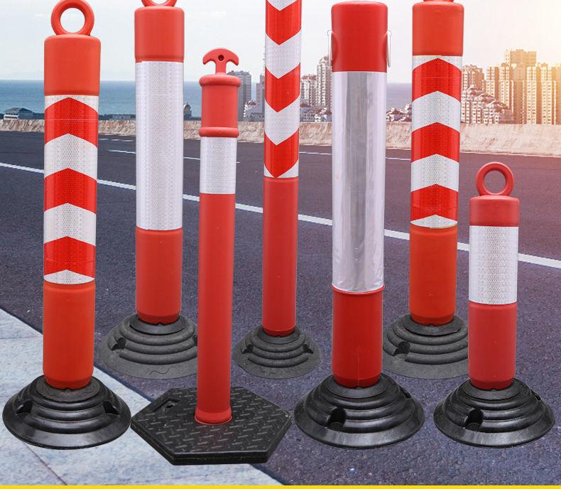 80cm Reflective Tumbler Warning Post - Removable Road Barrier Guardrail & Anti-collision Post