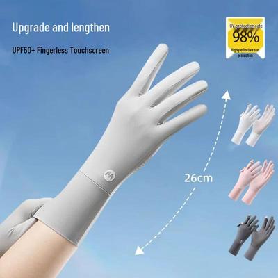 Ice Silk Women's UV Protection Fingerless Gloves - Breathable, Thin, Extended for Summer Driving
