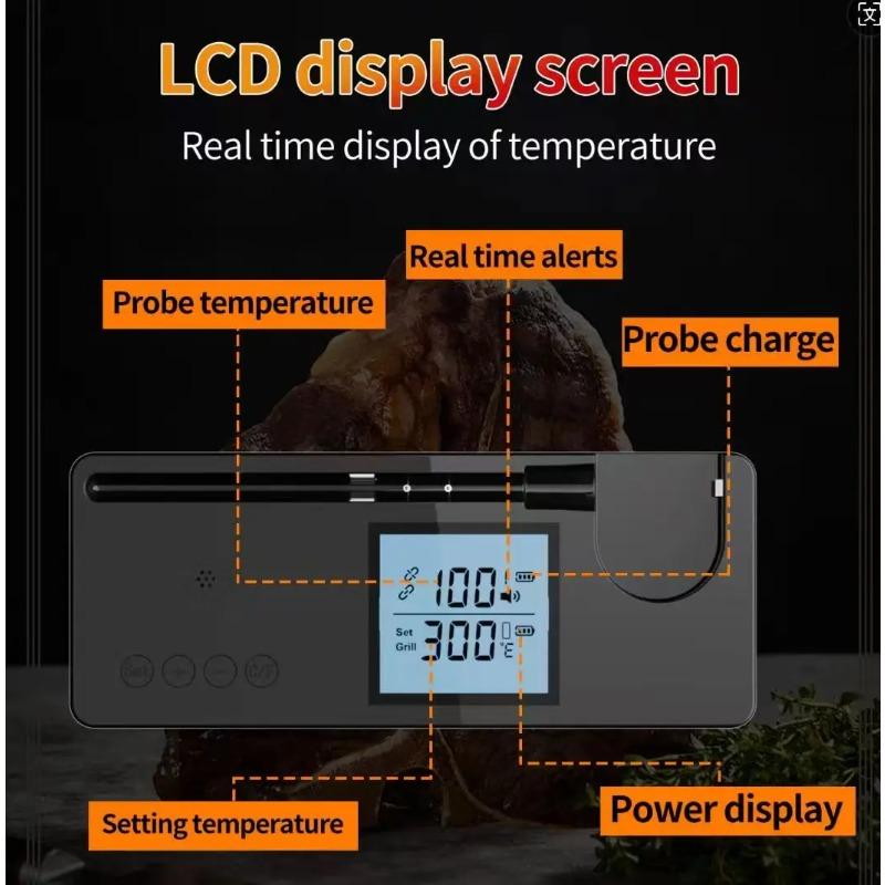 Rechargeable Smart Bluetooth 800FT Long Range Digital Wireless Kitchen Food Steak BBQ Meat Thermometer with Waterproof Probe
