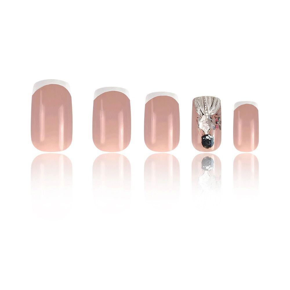 French Fake Nials Long Square Press on Nails Fashion Nail Tips Damen Mädchen