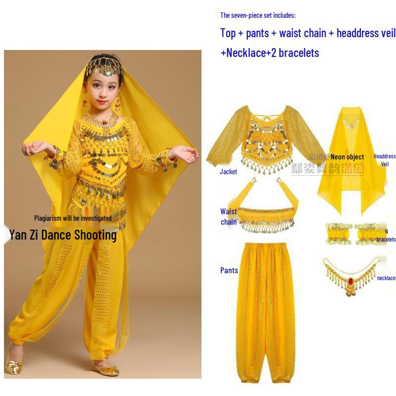 Children's Xinjiang Ethnic Dance Costume for Girls - Toddler Belly Dance Performance Outfit