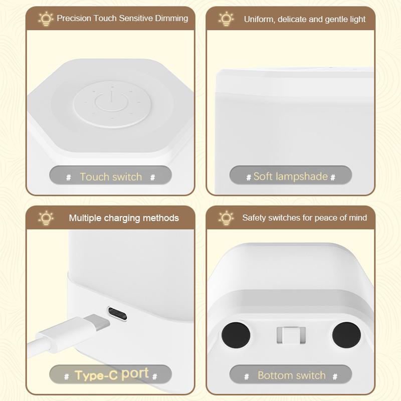 LED Night Light USB Charging Lamp Night Feeding Lights Human Touch Control Light For Bedroom Bedside Table Lighting