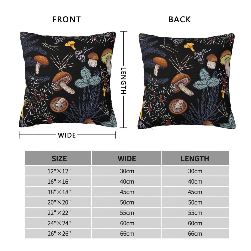Dark Wild Forest Mushrooms Square Pillowcase Cushion Cover Pillow Case Throw Pillow Cover for Home Sofa Living Room
