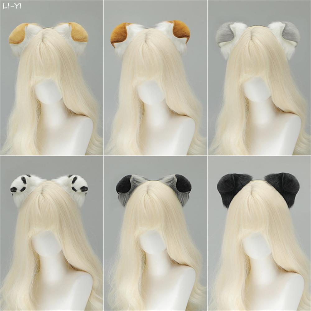 Yiran Sexy Lingerie Unisex Kids Plush Button-Eared Dog Ears Headbands Furry Sheepdog Ears Headwear Kawaii Dalmatian Ear Hair Hoop Halloween Cosplay Headpiece Cm