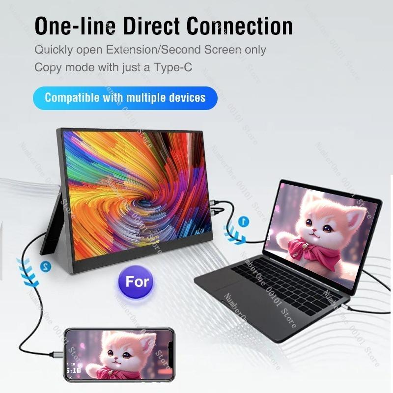 15.6-Inch Portable IPS Monitor,Full HD Laptop Expansion Screen,USB-C External Display for Work,Gaming,and Travel