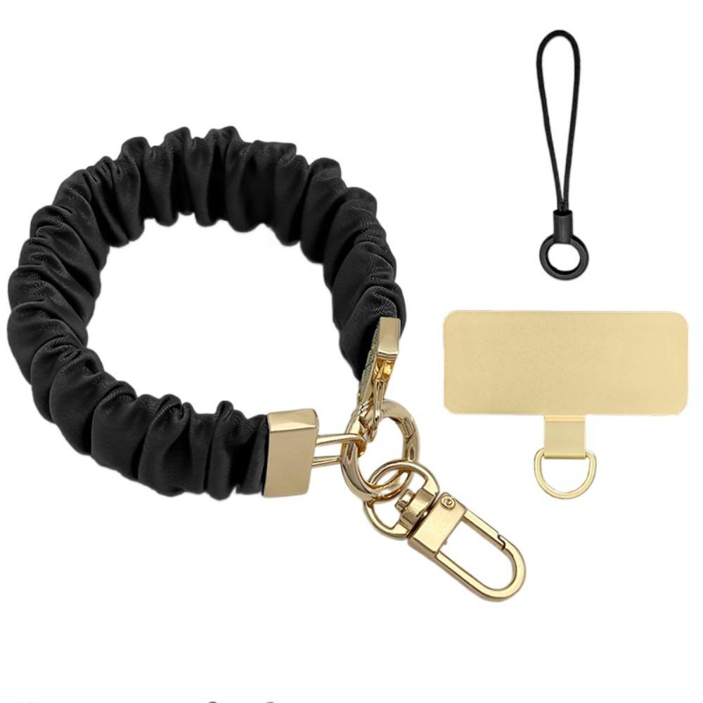 

Pleated Design Mobile Phone Strap Metal Card Mobile Phone Lanyard Mobile Phone Pendant чорний