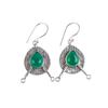 Rare Green Onyx Cab Gemstone 925 Sterling Silver Jewelry Handmade Earrings 1.86" EE-78-20