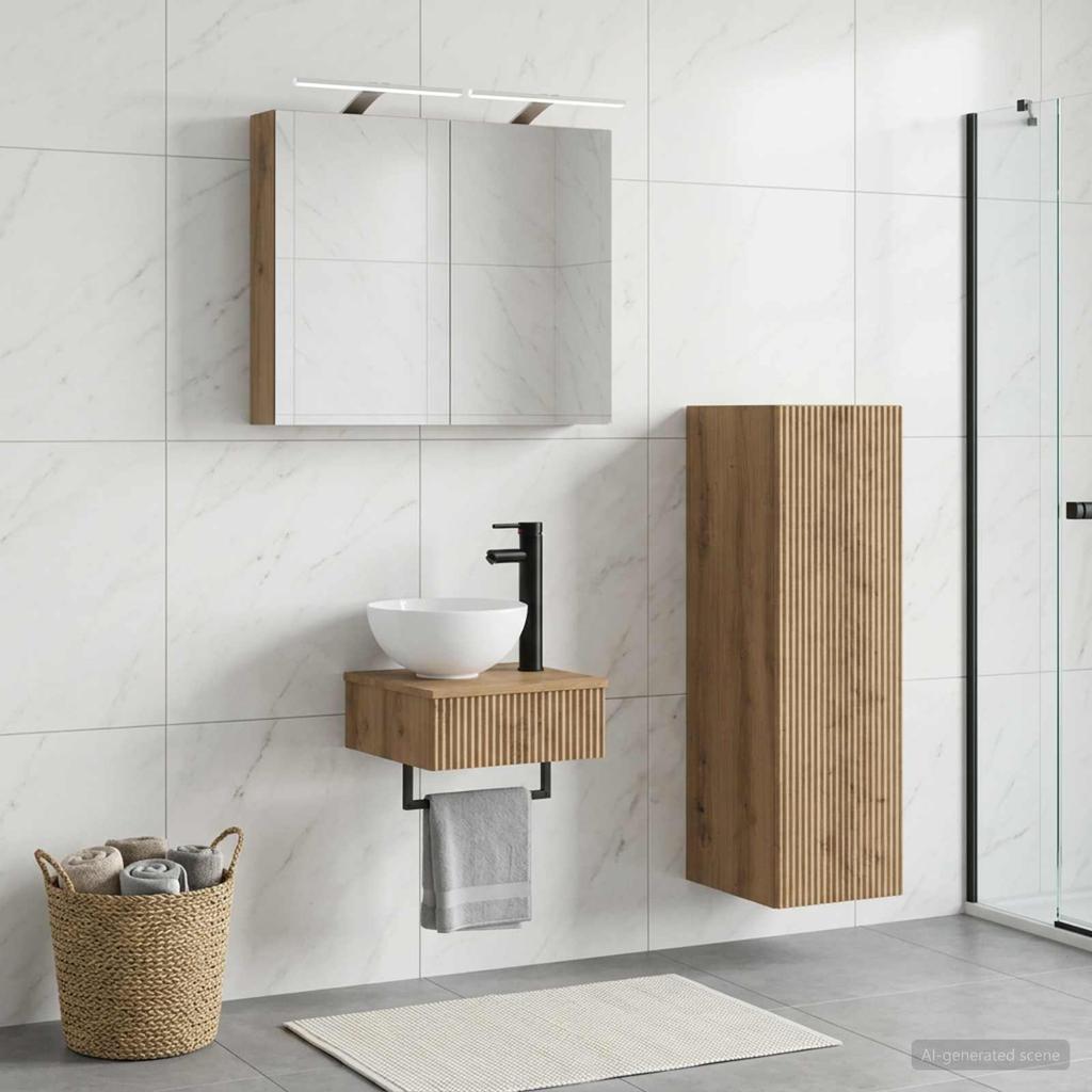 Bathroom Cabinet Set 4 pcs Artisan Oak 40 x 10.5 x 60.5 cm