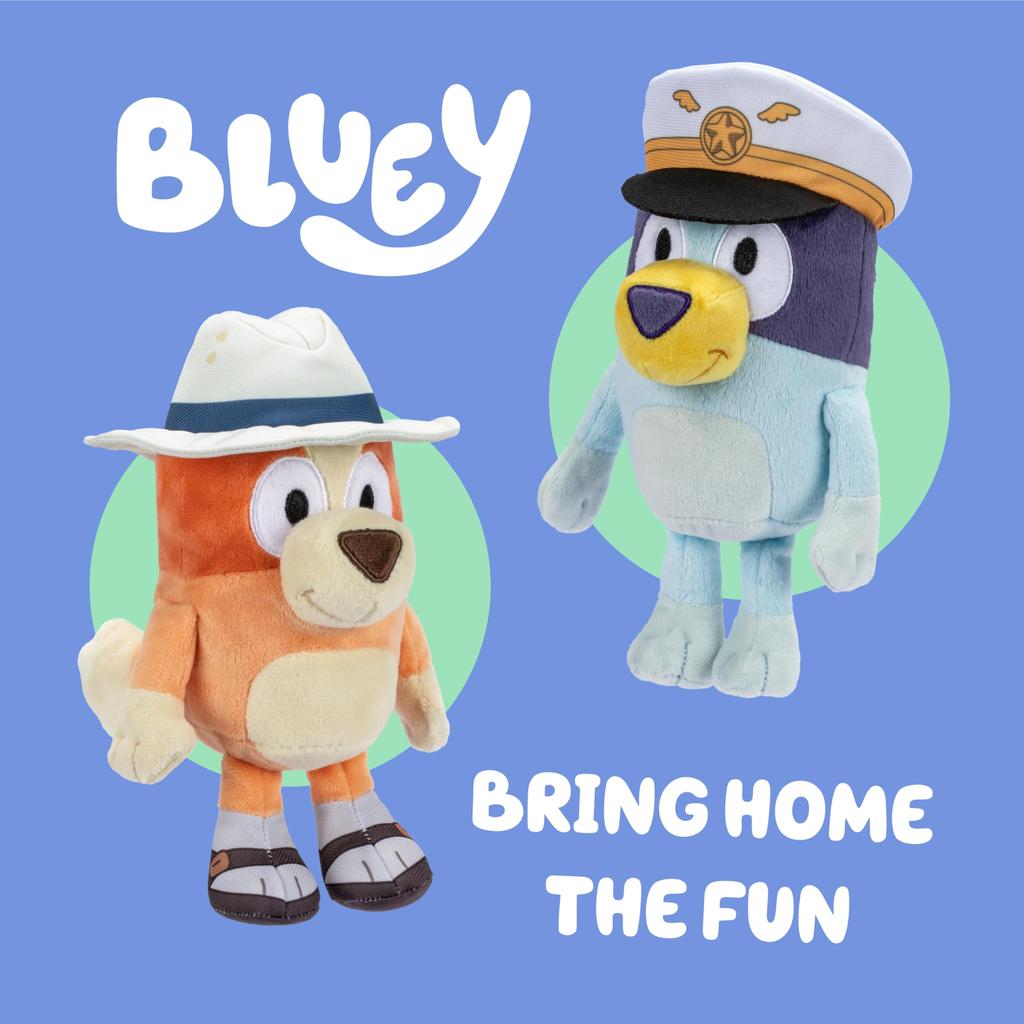 Bluey Friends 2-Pack Plush Toys, Including Captain and Holiday Bingo, Made from Exquisite Soft Plush, 6.5-9 Inches / 16-23cm Tall