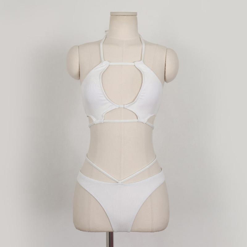 Super Sexy White Strap Three-point Bikini with Female Summer Ins Internet Celebrity Wind Sanya Vacation Swimsuit Soaking Hot Spring