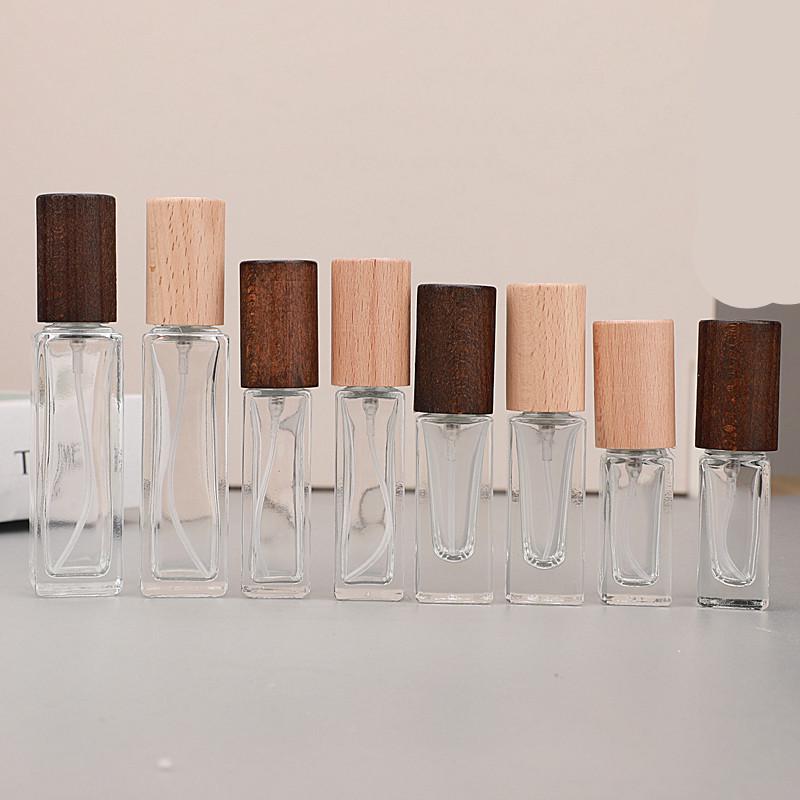 High-Grade Portable Perfume Refill Bottles with Wood Cap - 5ML, 10ML, 20ML Travel Size Options