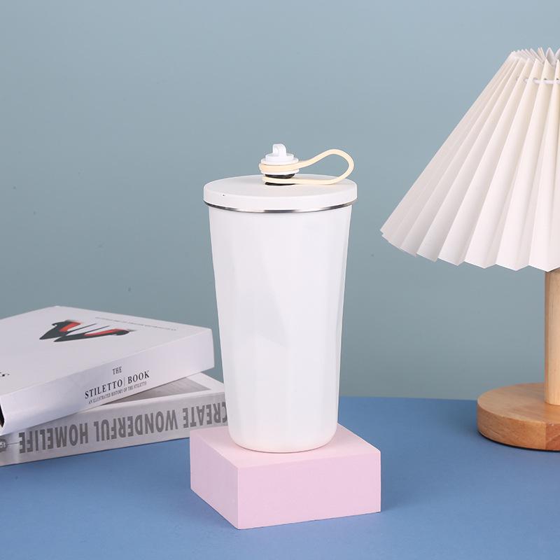 

Кофейная чашка из нержавеющей стали 304 в форме бриллианта с вакуумной изоляцией - Большая вместимость, портативная, двухслойная чашка-соломинка. 600ml