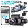 Neue Dashcam mit 4 Objektiven, 1080P HD-Videorecorder für Auto-DVR, 360°-Auto, WiFi, Blackbox, Nachtsicht, 24-Stunden-Parkmonitor, Autozubehör