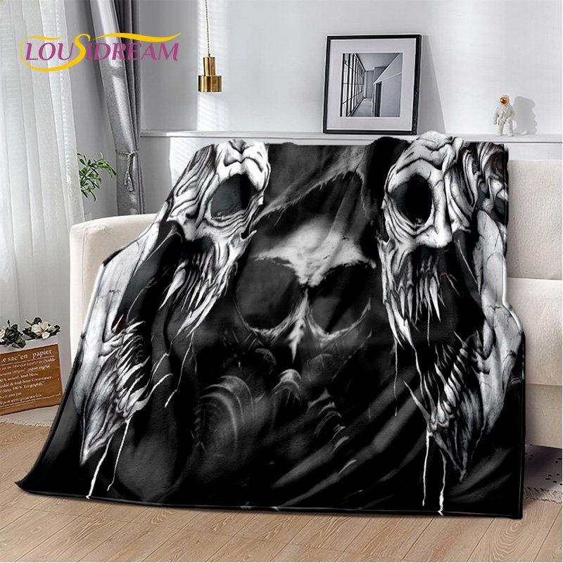 3D Gothic Horror Ghost Skull Soft Plush Blanket,Flannel Blanket Throw Blanket for Living Room Bedroom Bed Sofa Picnic Cover Kids