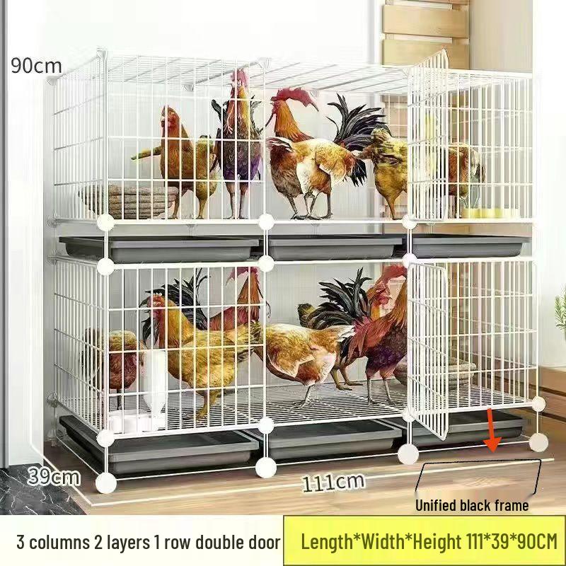 Large Iron Chicken Coop & Rabbit Cage for 20 Birds, 3-Layer, Indoor/Outdoor with Automatic Waste Cleaning
