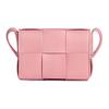 Cassette Minimalist Solid Color Intreccio Woven Leather Pillow Bag Women Shoulder Bag Pink 666688VMAY15832