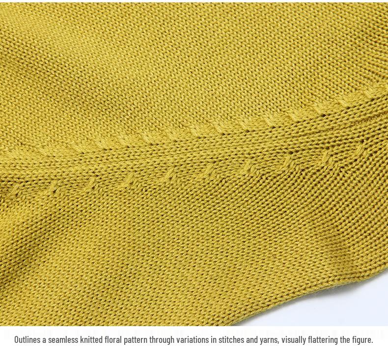 2026 Spring Yellow Knit Top & Blue Skirt Color Block Casual Women's Set