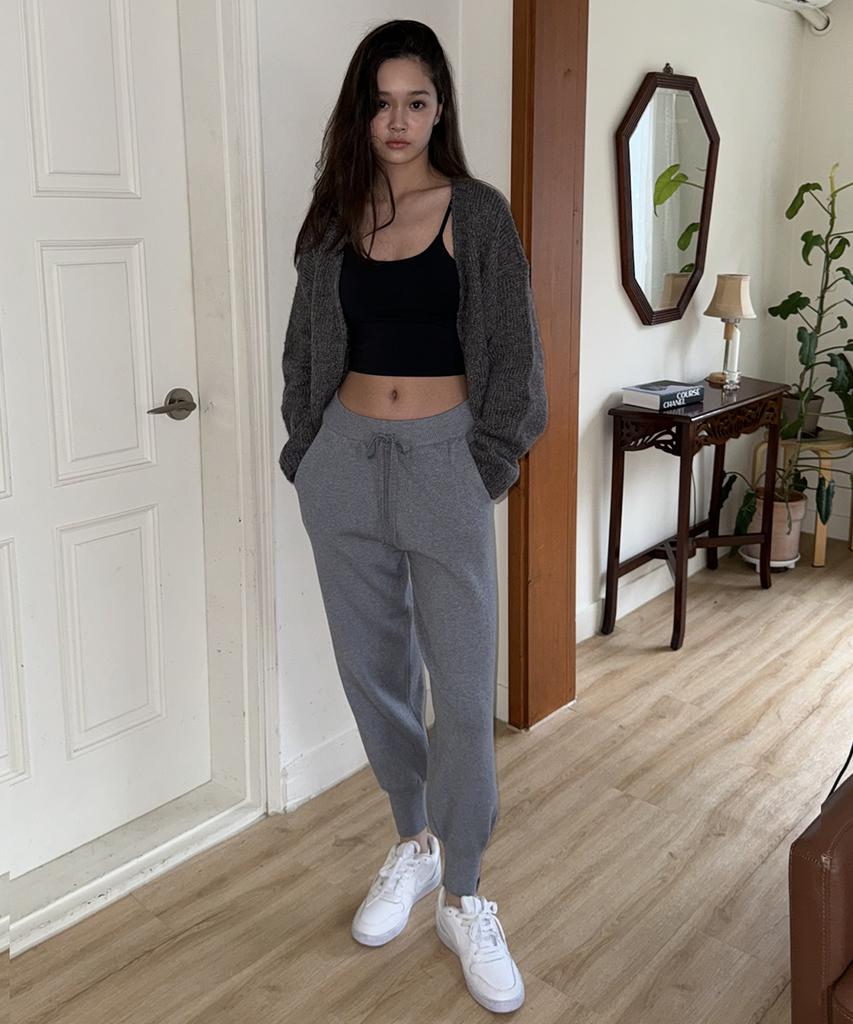 INJIACTIVE Wool Knit Jogger Pants Gray