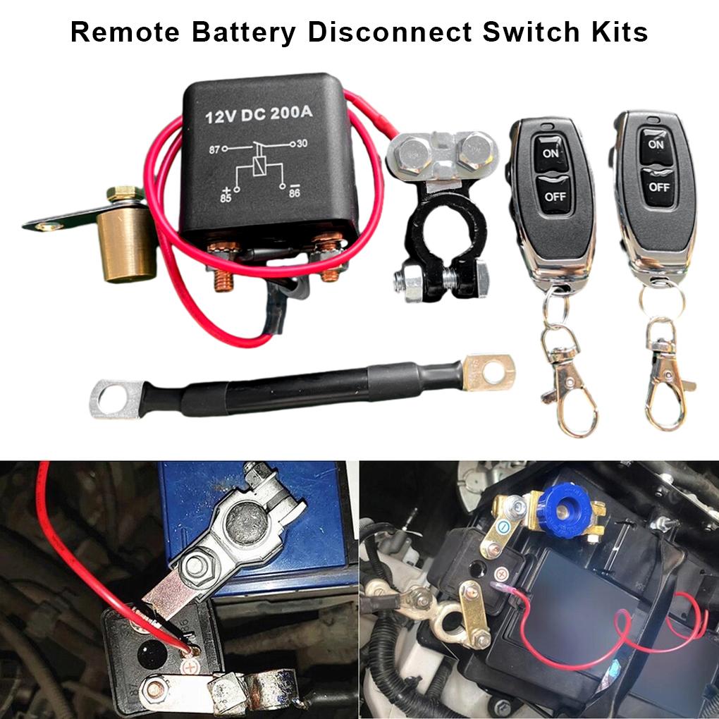 Battery Switch Relay 200A DC 12V Remote Control Battery Disconnect Cut Off Isolator Switch Anti-Theft with Remote Control Switch
